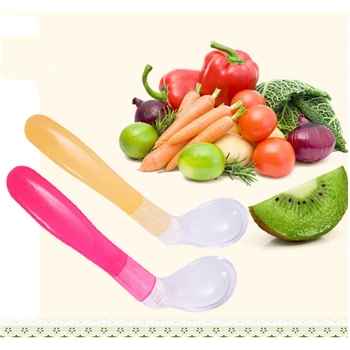 

Baby Creativity Elbow Soft Head Spoon Kindergarten Children Baby Tableware Baby Silicone Spoon Easy To Feed Potions Portable