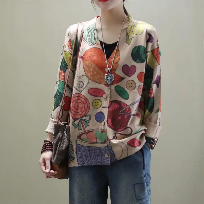 Женские кардиганы с принтом новинка 2020 весенние свободные женские свитера