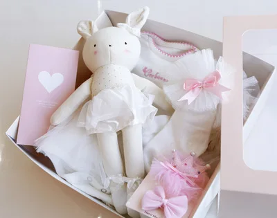 Подарок для новорожденных; одежда принцессы для маленьких девочек; комплект из кружевной юбки с цветочным принтом; обувь с полной луной; хлопковый костюм; милая подарочная коробка - Цвет: Long sleeve