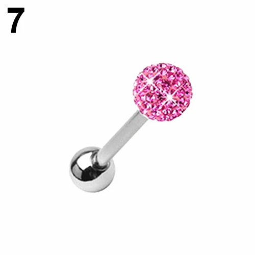 Pink g Хирургические стальные стразы, шаровая штанга, язычок, кольцо, шпильки для пирсинга, ювелирные изделия - Окраска металла: Pink g