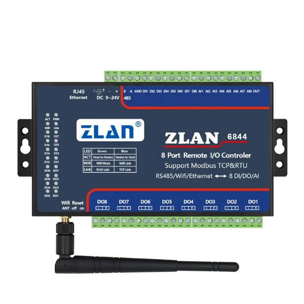 Подходит для Zlan6844 Rs485 Wifi Ethernet Rj45 8-канальный Модуль Rtu ди Ai Do Modbus I/O аналоговый сбор