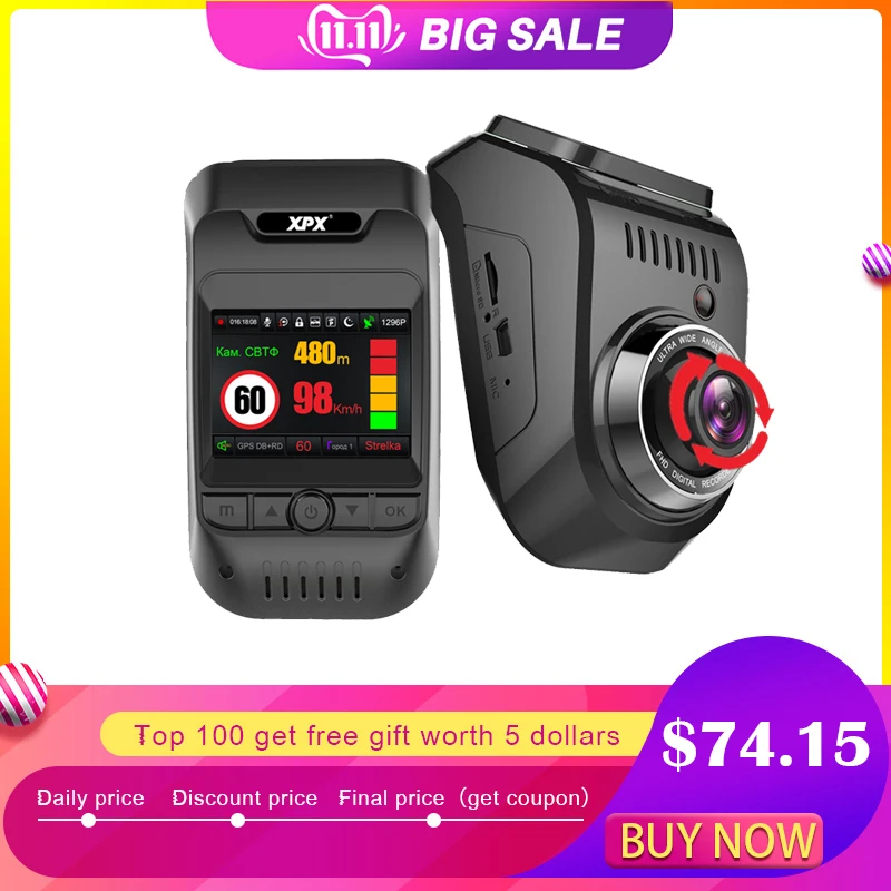 Dash cam XPX G585-STR Car dvr 3 in 1 GPS Radar Dvr Car DVR Camera car Full HD 1080P G-srnsor Monito