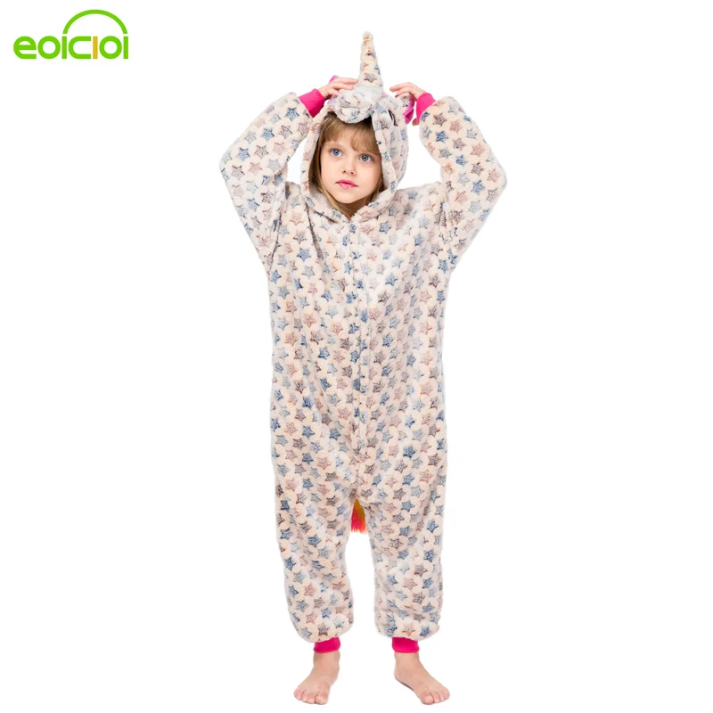 

NEW kids pajamas set yellow stars unicorn pegasus for children boys girls sleepwear winter flannel hooded pyjamas Christmas warm