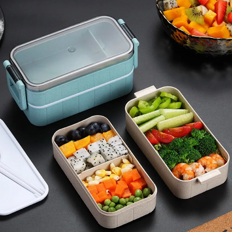 

High Quality Lunch Box Microwave Bento Box Leak-Proof Bento Lunch Box School Food Container Wheat Straw Child Lunch Box