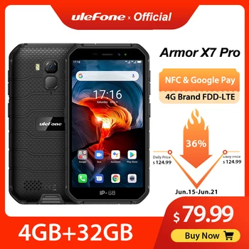 Ulefone Armor X7 Pro Android10 Rugged Phone 4GB RAM Smartphone Waterproof Mobile Phone Cell Phone ip68 NFC 4G LTE 2.4G/5G WLAN