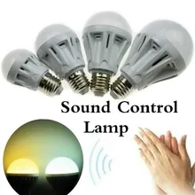 Теплый белый/белый светодиодный светильник ing Bulb-E27 3 Вт 5 Вт 7 Вт со звуковым управлением светодиодный Глобус лампа Теплый день белый SMD энергосберегающий Точечный светильник Лампада