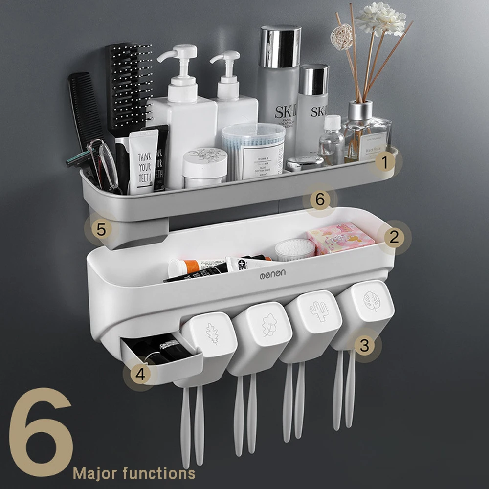 YUEWO настенный дозатор зубной пасты Автоматический Диспенсер зубной пасты, для зубной щетки держатель Аксессуары для ванной комнаты Стеллаж для хранения