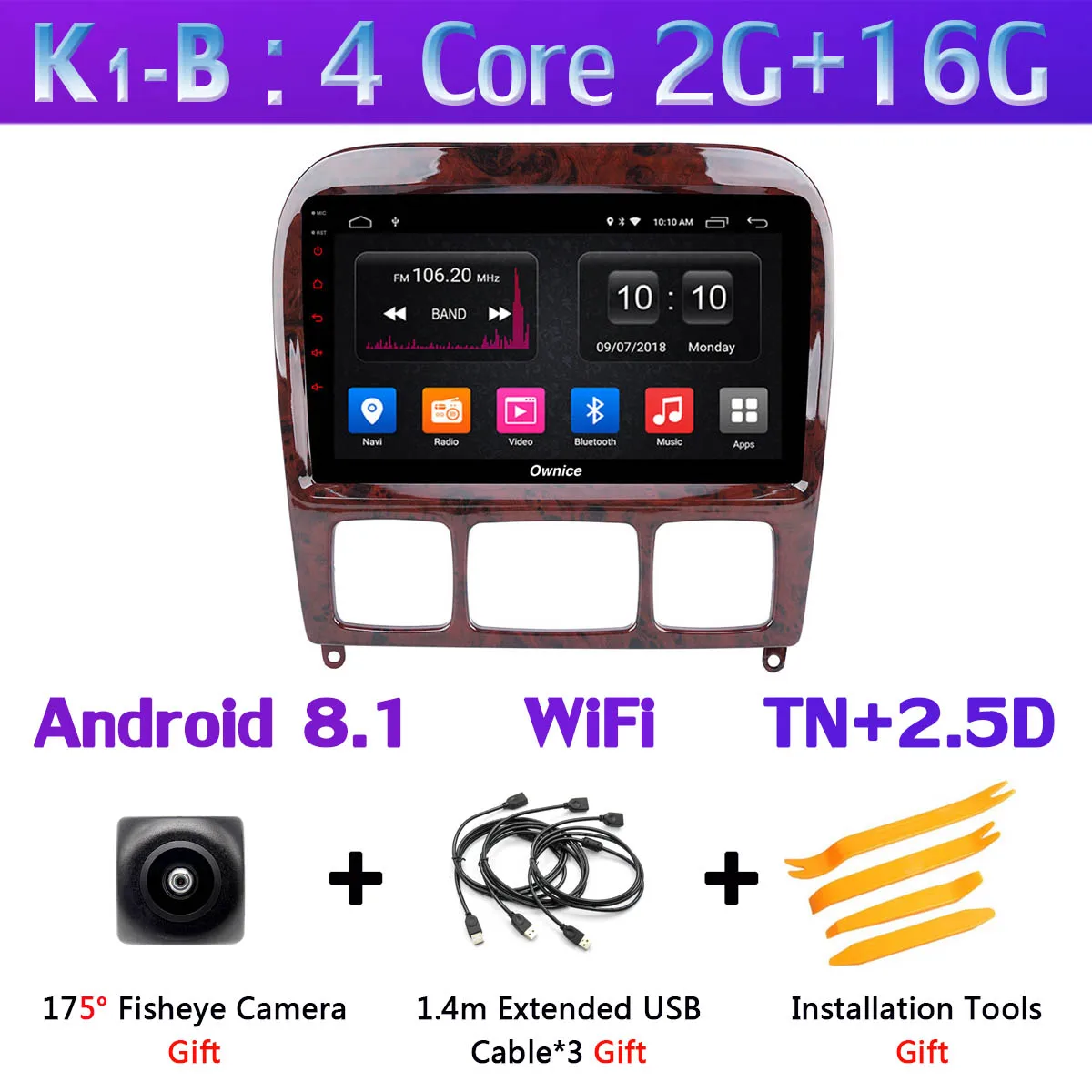 360 ° камера 4G LTE Android 9,0 4G+ 64G gps радио CarPlay SPDIF DSP Автомобильный мультимедийный плеер для Mercedes Benz S CL Class W220 W215 - Цвет: K1-B