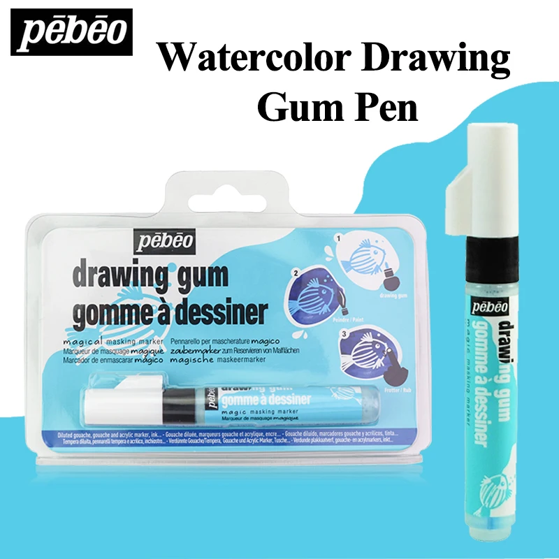 

Pebeo Watercolor Liquid Covering Blank Marker Leaving White Pen Drawing Gum 4mm Blocking Liquid Watercolor Pigment Gum Erasable
