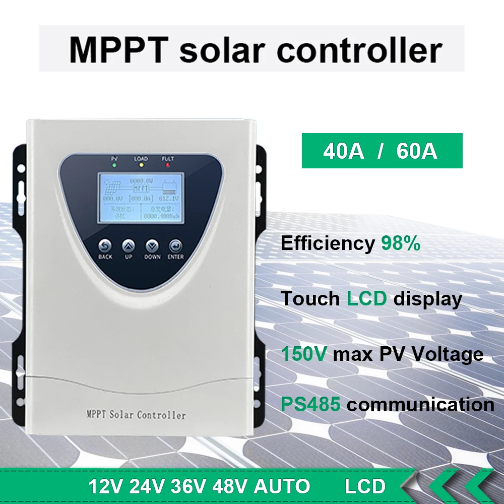 Regolatore Solare Mppt 12V 24V 36V 48V Lcd 40A 60A Regolatore Identificazione Completamente Automatica Ricarica Fotovoltaica Intelligente Universale