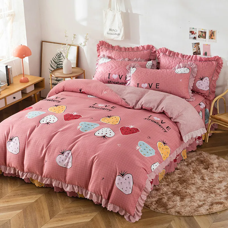 

Cotton Padded Thickened Bed Skirt Four-Piece Set Mattress Cover Quilt Bedspread bed set bed comforter comforter bedding sets