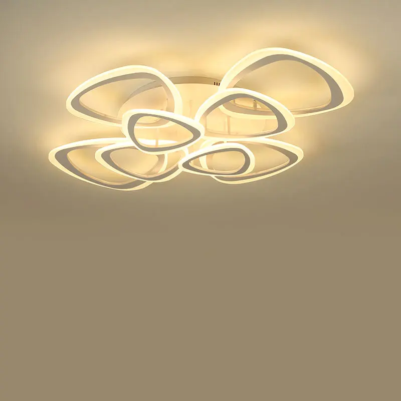 8 lights 130W Светодиодный светильник-люстра, Современный домашний декор, светильник для гостиной, лампа с дистанционным управлением, для спальни, кухни, блеск белого железа - Цвет абажура: 8 lights 130W