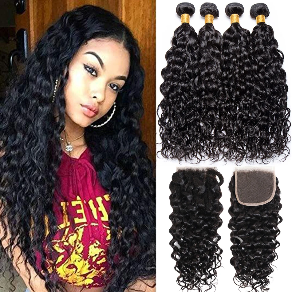 

Jaycee Brazilian Water Wave Bundles With Closure Remy Human Hair Bundles With Closure 3 Bundles With Closure Hair Weave