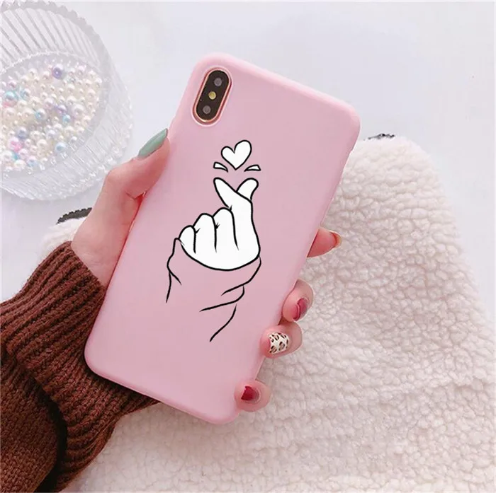 

Anime Cartoon Lovely Finger Heart soft phone case For huawei p20 pro p10 mate 20 p10 lite honor 9 lite honor 10 lite honor 8x