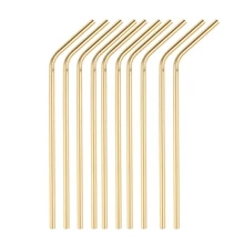 10 PCS Food-grade Gold Bent Stainless Steel Drinking Straw Reusable Metal Straw 21cm