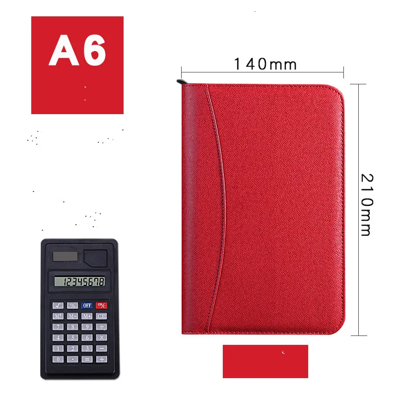 A5 A6 B5 ноутбук искусственная кожа Спираль персональный молочный планировщик блокнот-органайзер для путешествий, менеджер, папка-калькулятор - Цвет: red