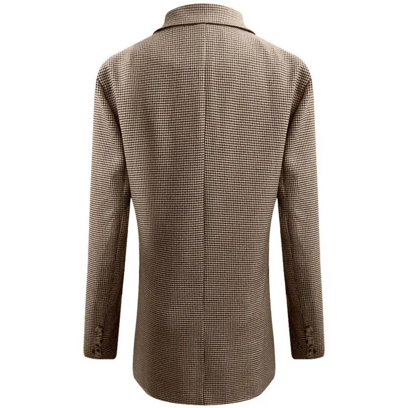 New Fashio Winter Jacket Women Casual Autumn Button Pocket Plaid Long Sleeve Slim Temperament Overcoat Coat куртка женская 4A29 (10)