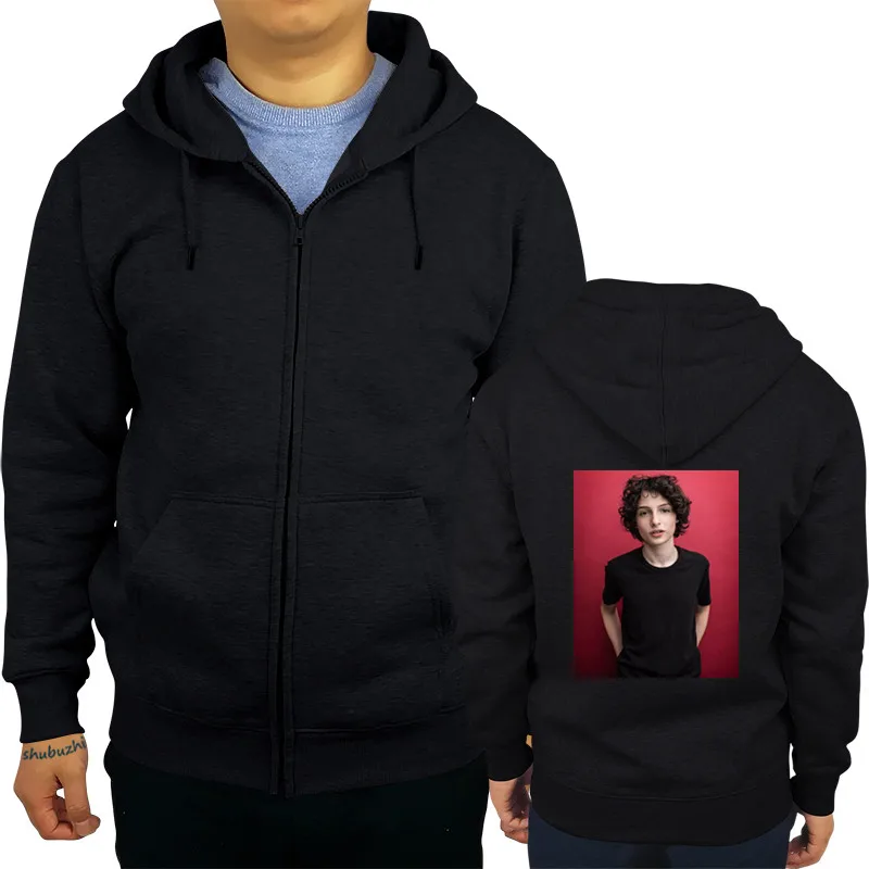 Finn Wolfhard Мужская черная толстовка с капюшоном из хлопка модная мужская Толстовка shubuzhi Лидер продаж супер модные базовые Топы sbz6503 - Цвет: black