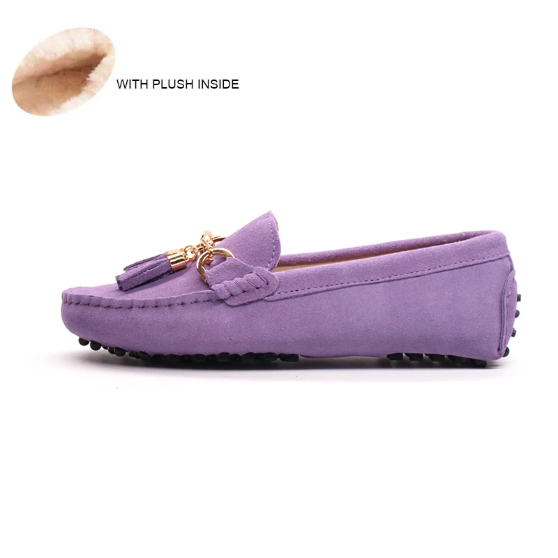 PURPLE MIYAGINA/Новинка года; повседневная женская обувь; женские лоферы из натуральной воловьей кожи; мокасины; модная женская обувь на плоской подошве без застежки - Цвет: PURPLE