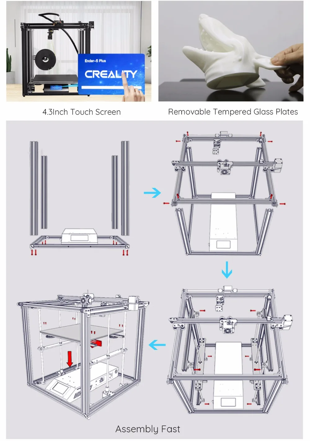 CREALITY 3D Ender-5 плюс 3d принтер двойной Z-Axis V2.2 материнская плата брендовый источник питания с восстановленной печатью датчик накаливания