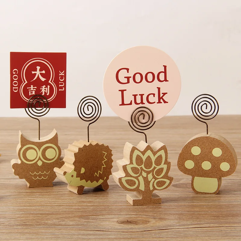 Cute Wooden Owl, Hedgehog, Animal Message Holder, Note Holder, Photo Holder, Big Tree Mushroom  business card holder