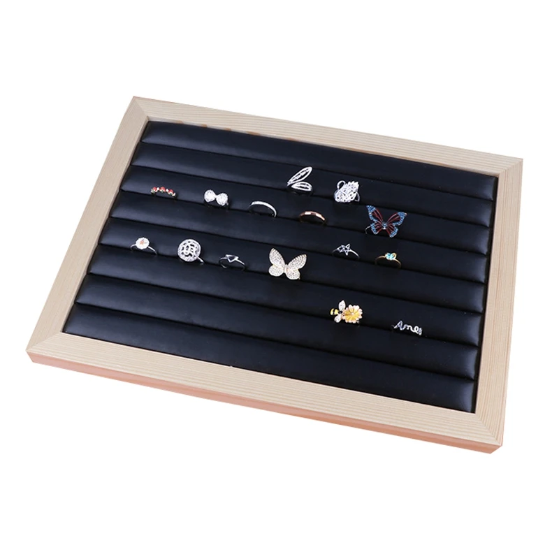 

Bamboo Wood Jewelry Display Jewellery Tray Ring Holder Necklaces Organizer Bracelets Showcase Pendants Box