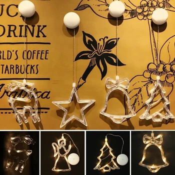 

Sucker Lamp Deer Bell Stars Window Light Holiday Lighting Gift New Arrival Warm White Home Decoration LED Ornament Festival