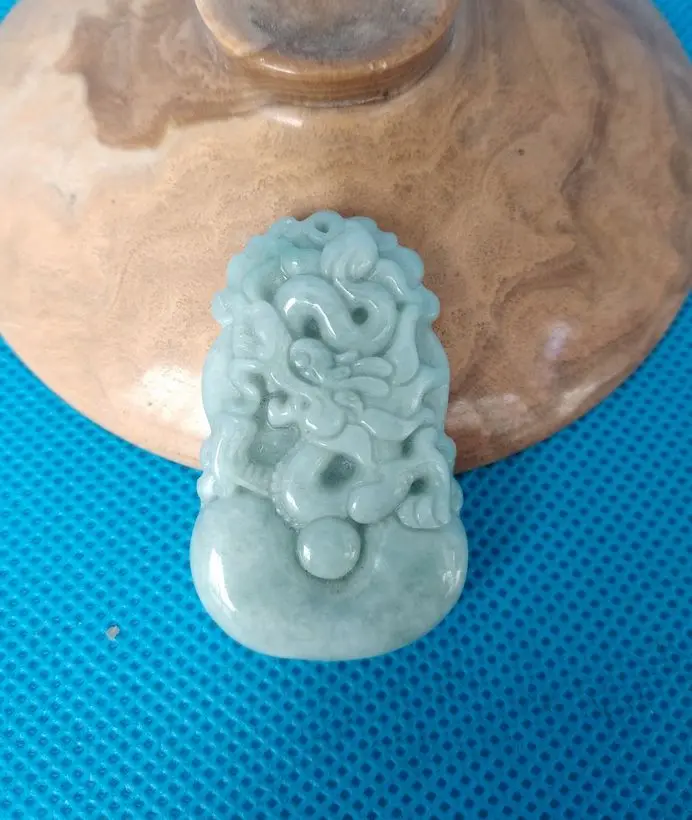 

Nature Jade Pendant carven Dragon Amulet Apotropaion for Chinese Zodiac - W/ String