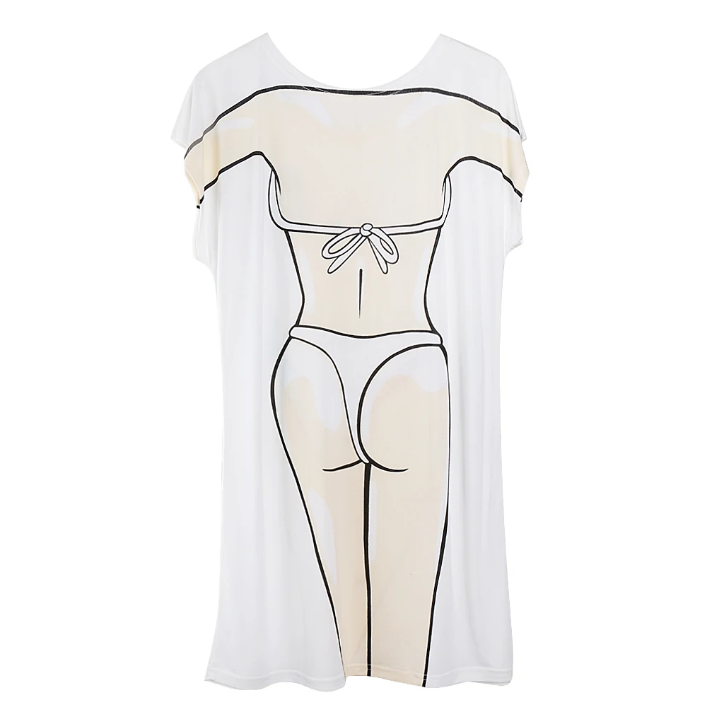 Novelty Young Girl 3d Print T-shirt Women's Fashion Cover-Ups Swimwear Bikini Hen Night Pajama Oversize T-Shirt Tee