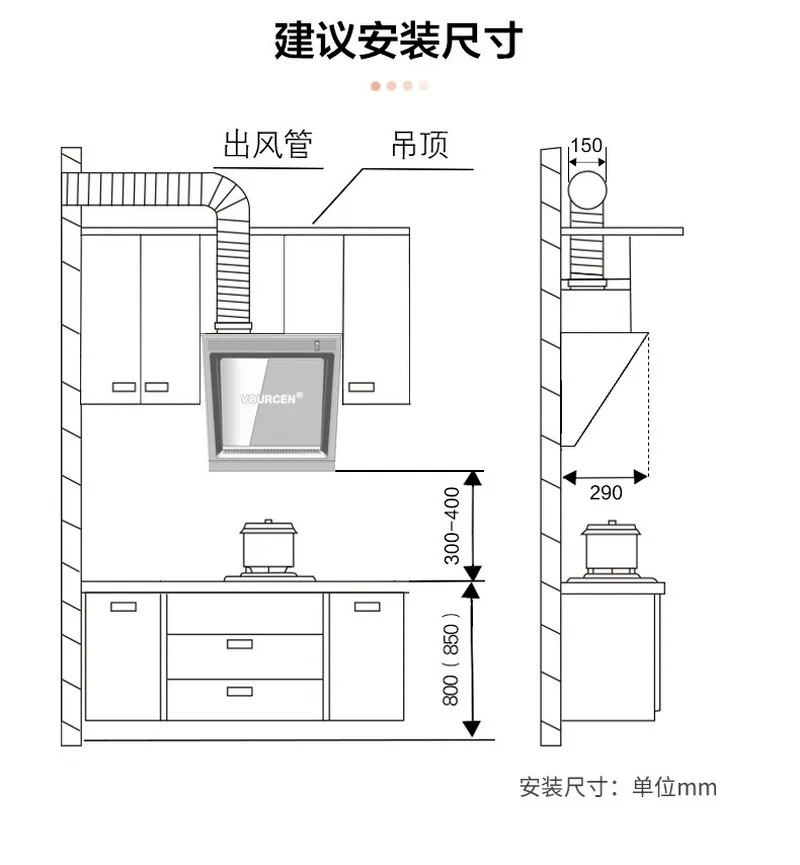 Range hood side suction household simple kitchen small large suction single stove mini range hood exhaust fan