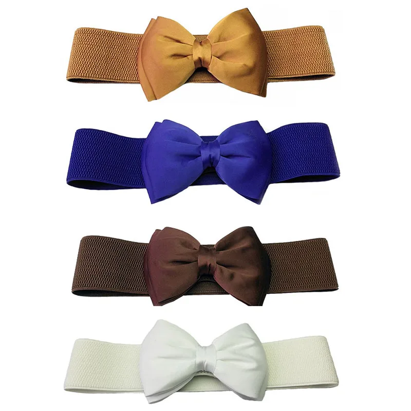 waist belt for women New Women Bowknot Cummerbunds Elastic Bow Wide Stretch Bukle Waistband Belt 12 Colors Fashion Girl Dress Accessories Waist Belts wide belts for women