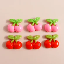 

10pcs 19*21mm Girls Cute Cherry Charms Resin Flatback Cabochon Scrapbooking Resin Accessories Decoration for Hair Bow Phone Case
