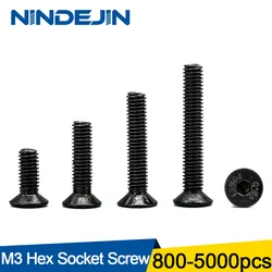 800-5000pcs Flat Head Screw Hex Socket Screw Bolt 10.9 Grade Carbon Steel Allen Head Bolt DIN912