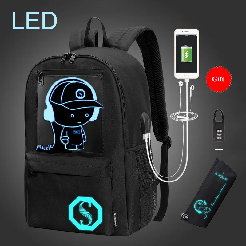 Senkey СТИЛЬ 2019 новый высококачественный светодиодный рюкзак USB Компьютерный сумка