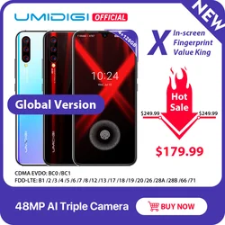 Глобальная версия смартфона UMIDIGI X, экран 6,35 дюйма AMOLED, тройная задняя камера 48 МП, 128 ГБ, NFC Helio P60, 4150 мАч