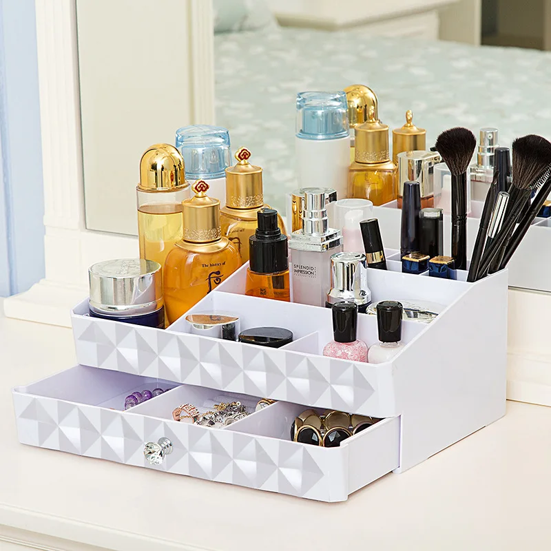 

Drawer Plastic Makeup Organizer Cosmetics Storage Box Organizer Drawer Container Desktop Sundry Storage Case Hot Selling