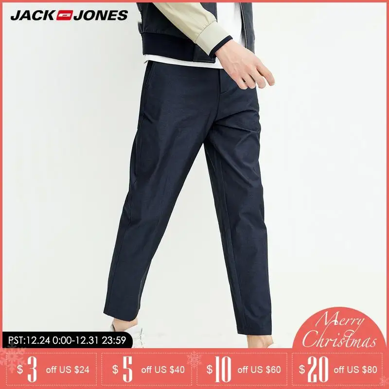 Джек Джонс Весна Лето Новые мужские однотонные 100% хлопок зауженные брюки |