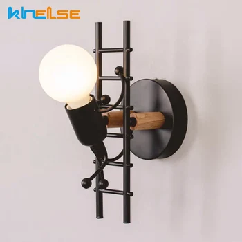 

Modern Cartoon Doll Wall Light Fixtures LED Creative Mounted Iron Bedside Sconce Lamp For Kids Baby Room Living Room