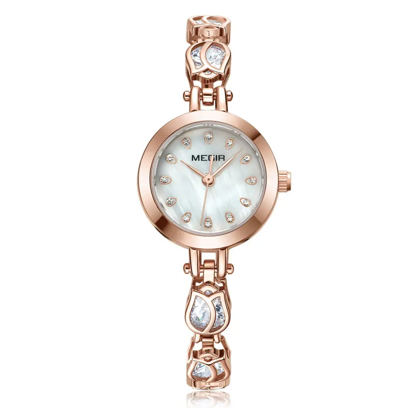 Женские часы Megir классические золотые из нержавеющей стали с ремешком|Женские