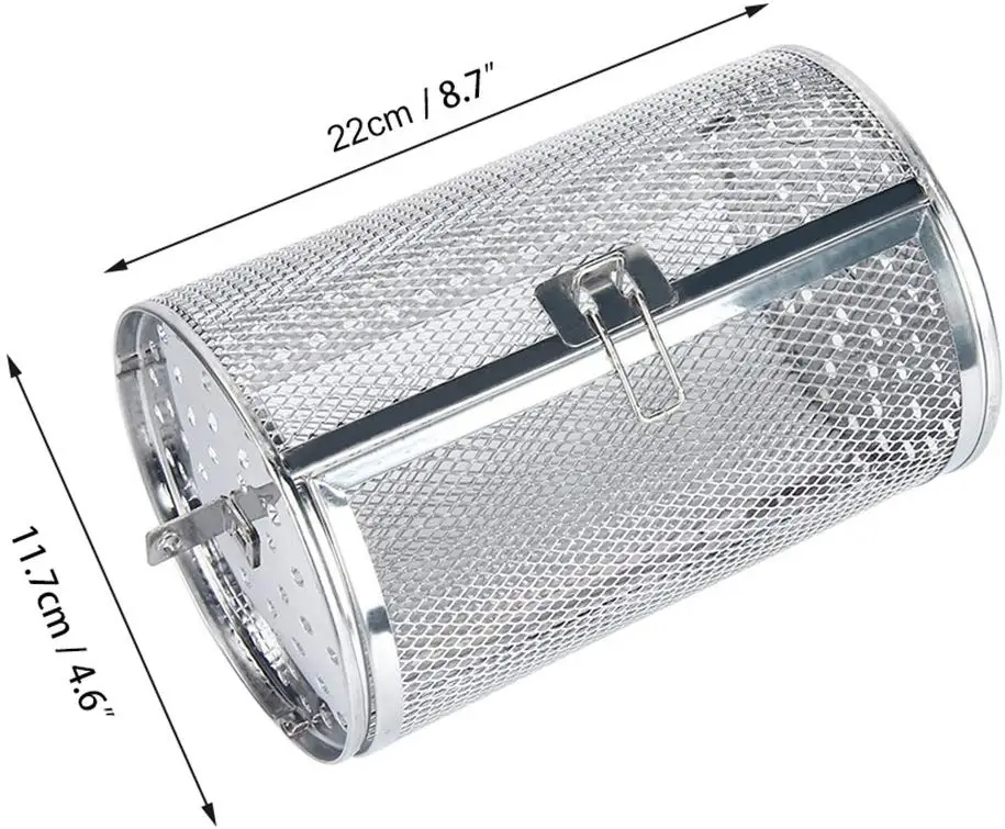 Drum Grilled Cage Oven Roast Basket Baking Rotary Coffee Bean Peanuts BBQ universal rotating stainless steel 8 inch grilling