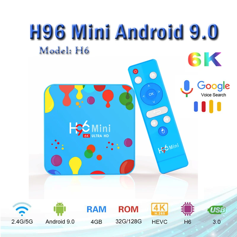 Лучшая продажа H96 Mini H6 Smart TV Box Android 9 0 4G 32GB/128G 6K HD H.265 Wifi 2 4G/5G мини медиаплеер