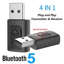 Мини 4 в 1 USB Bluetooth 5,0 передатчик приемник 3,5 мм AUX& USB адаптер аудио адаптер для ТВ/ПК/автомобиля USB Bluetooth передатчик