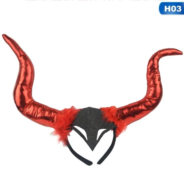 Handmade Sheep Horn Headband Hairband Accessory Demon Evil Gothic Cosplay Halloween Headwear Prop Headband - Цвет: 03