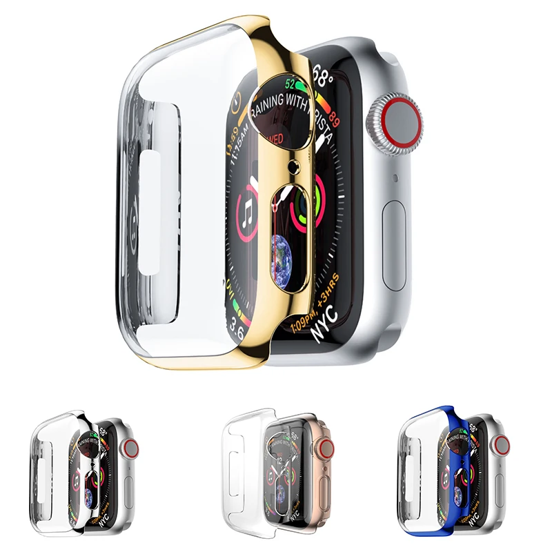 Защитный чехол для Apple Watch 5, 4, 3, iwatch, ремешок 42 мм, 38 мм, 44 мм, 40 мм, бампер, защита экрана, покрытие из поликарбоната, водонепроницаемый корпус