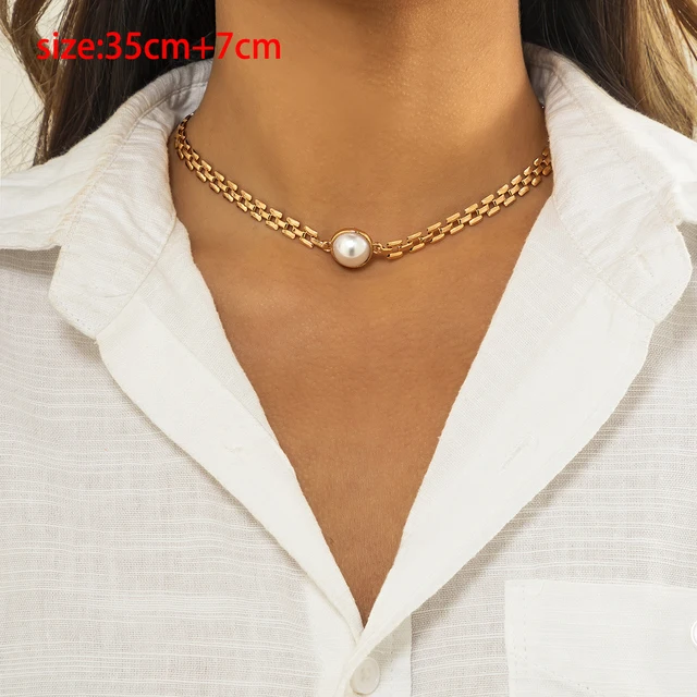 Exaggerated Cuban Chunky Thick Chain Necklace Women High Quality Big Iron Metal Silver Color Necklace Neck Jewelry Steampunk Men Gold Color 2