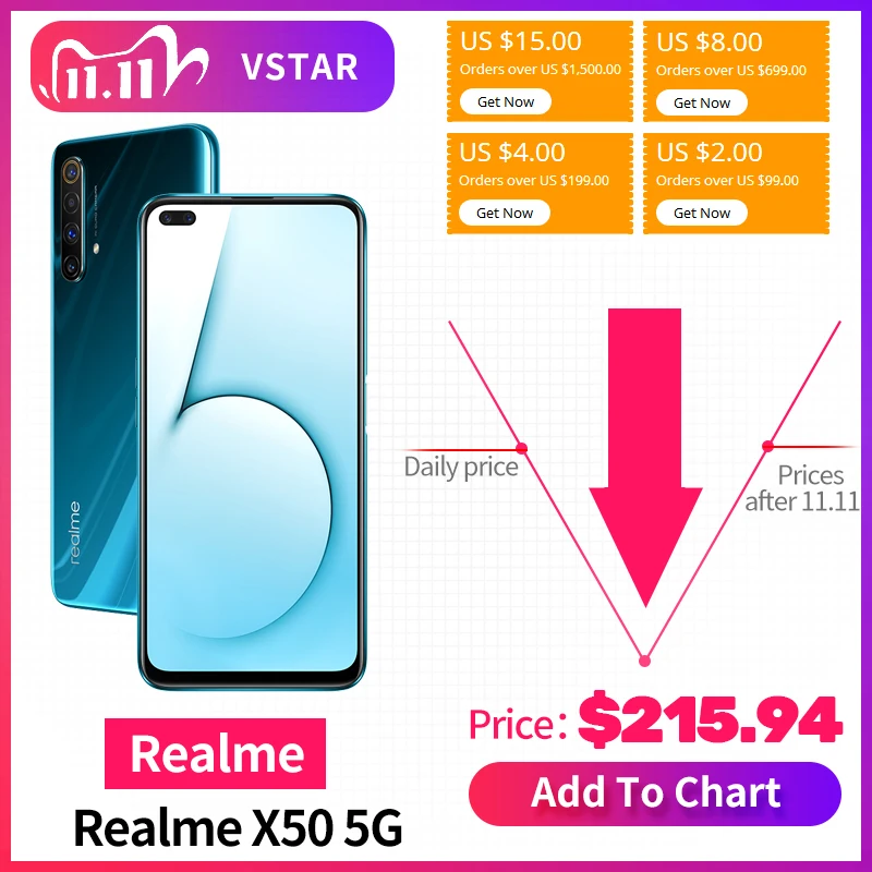 Realme SmartPhone X50 5G, Original, 6,57 pulgadas, Snapdragon 765G, 5G, Octa Core, Android 10, SA/NSA, NFC|Teléfonos móviles| - AliExpress
