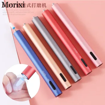 

1PC slim nail drill machine red blue silver champagne aluminum handle 20W portable electric nail drill with LED light MZ218