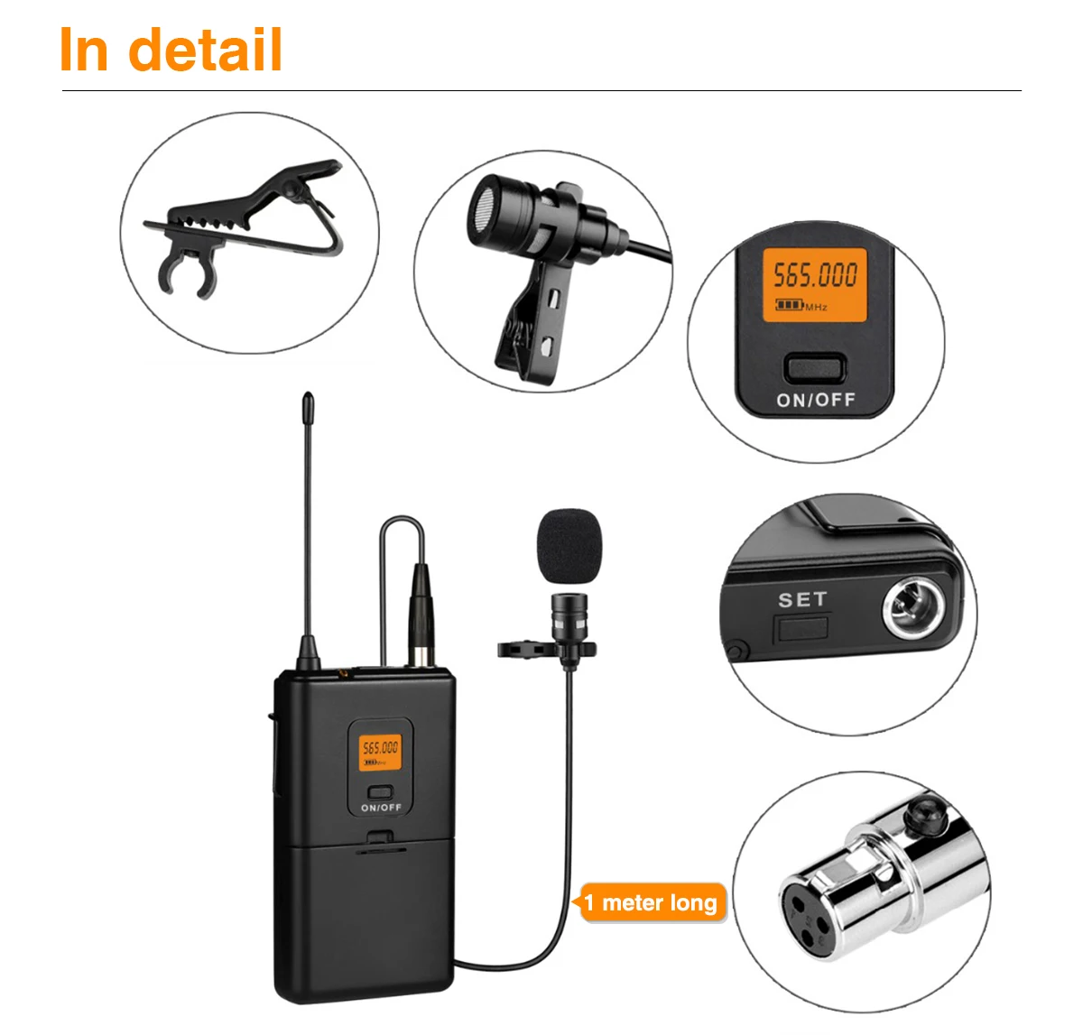 Fifine 20-Channel UHF Wireless Lavalier Lapel Microphone System with Bodypack Transmitter, Mini  Lapel Mic & Portable Receiver