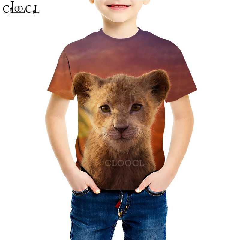 Футболка с изображением животного, короля льва милые футболки для мальчиков и девочек с 3D принтом Повседневные пуловеры с короткими рукавами для подростков M143