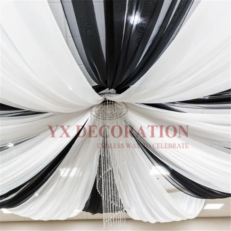 White Black 12pcs New Design Chiffon Ceiling Drapery Roof Canopy Fabric Draping For Wedding Event Decoration